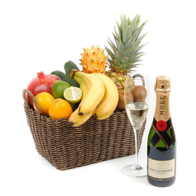Seasonal Exotic Fruit Basket & Moet
