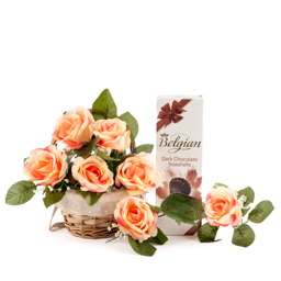 Artificial Orange Rosses, Belgian Chocolate